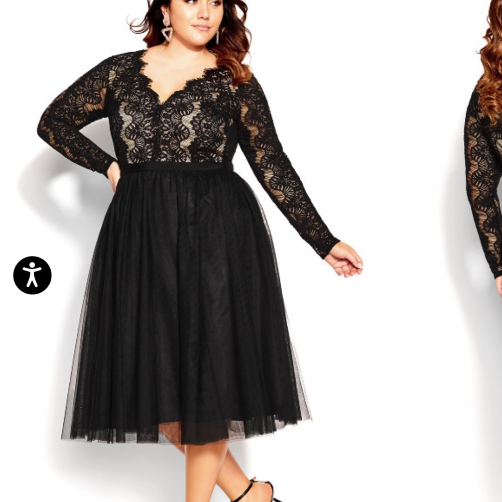City Chic “Rare Beauty” Dress - Black, Formal, Tulle, Midi